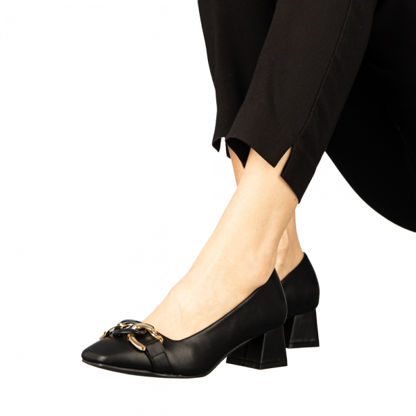 Дамски обувки с ток черни от еко кожа  Sansiro, 6 - Kalapod.bg